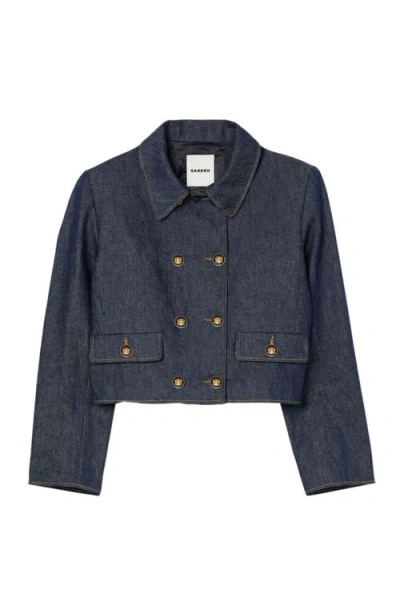 Sandro Denim Tailored Jacket In Blue
