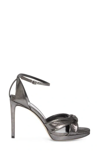 Jimmy Choo 100mm Rosie Shimmer Suede Sandals In Gray