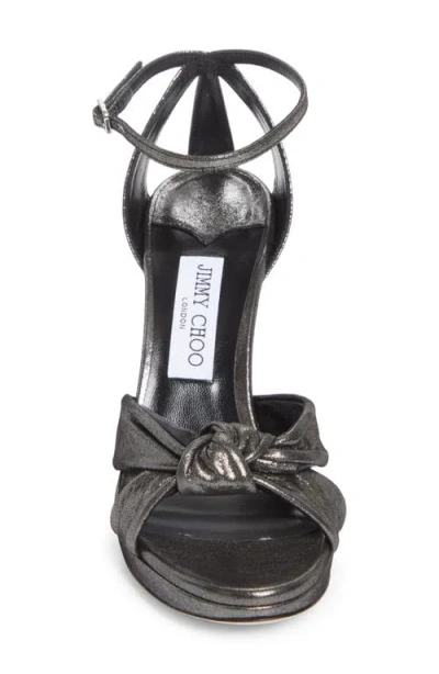 Jimmy Choo 100mm Rosie Shimmer Suede Sandals In Gray