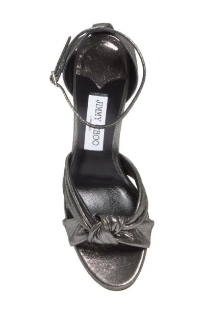 Jimmy Choo 100mm Rosie Shimmer Suede Sandals In Gray