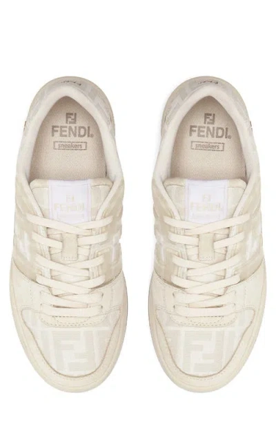 Fendi Match Ff Jacquard And Leather Sneakers In Neutral