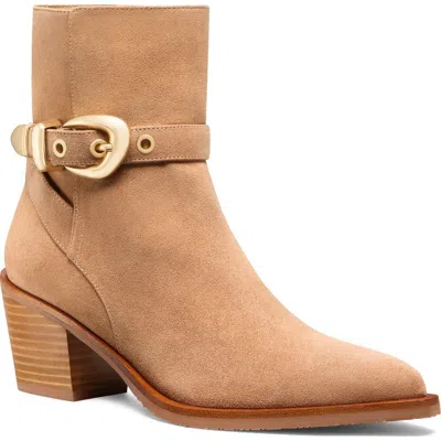 Stuart Weitzman Maven Suede Buckle Western Booties In Multi