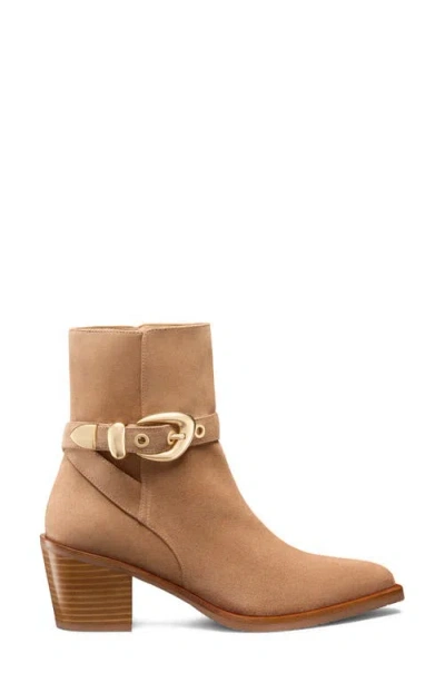 Stuart Weitzman Maven Suede Buckle Western Booties In Multi