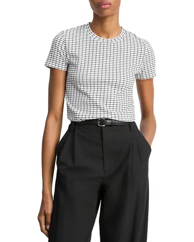 Vince Gingham-check Short-sleeve T-shirt In White