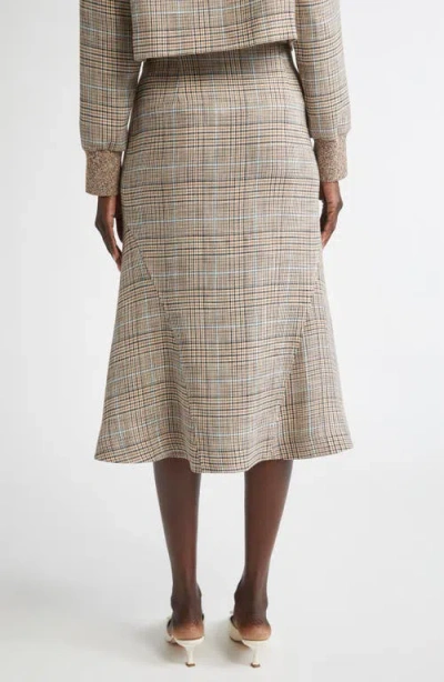 St John St. John Collection Prince Of Wales Plaid Midi Skirt In Gray