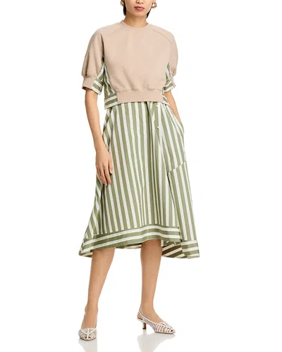 3.1 Phillip Lim Detachable-sweatshirt Striped Cotton Midi Dress In Multi