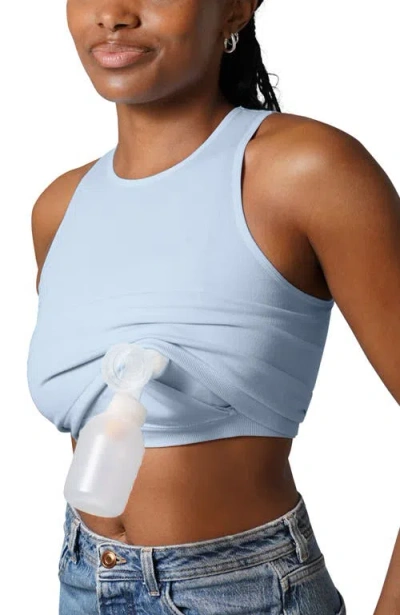 Kindred Bravely Busty Sublime Hands-free Pumping Longline Bra Top- Fits Sizes 30e-44h In Blue