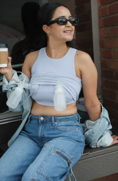 Kindred Bravely Busty Sublime Hands-free Pumping Longline Bra Top- Fits Sizes 30e-44h In Blue