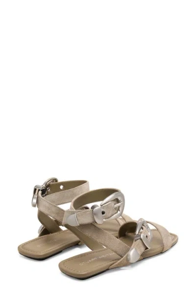 Stuart Weitzman Maven Suede Buckle Flat Sandals In Multi