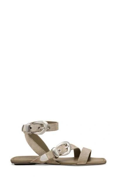 Stuart Weitzman Maven Suede Buckle Flat Sandals In Multi