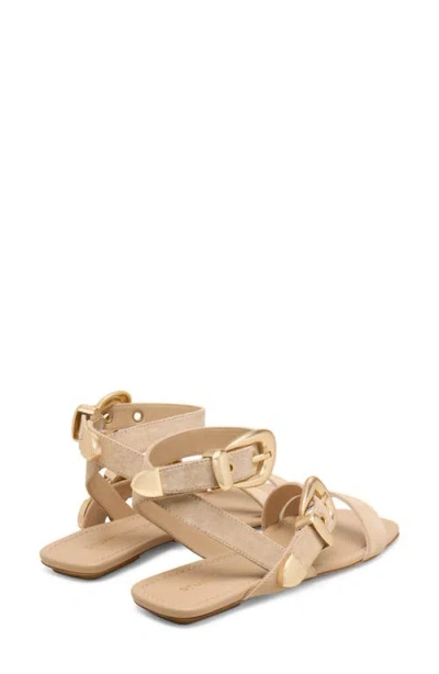 Stuart Weitzman Maven Suede Buckle Flat Sandals In Multi