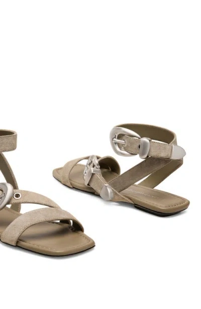 Stuart Weitzman Maven Suede Buckle Flat Sandals In Multi
