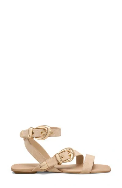 Stuart Weitzman Maven Suede Buckle Flat Sandals In Multi