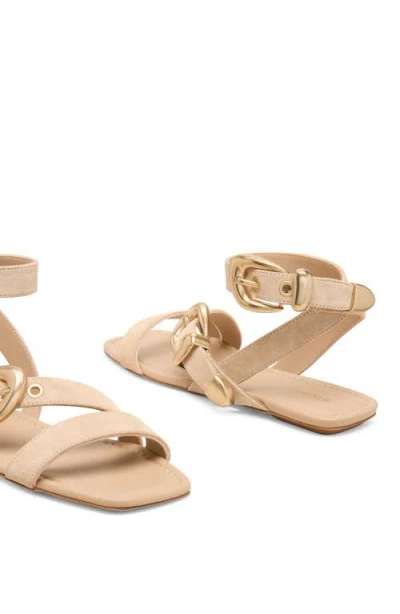 Stuart Weitzman Maven Suede Buckle Flat Sandals In Multi