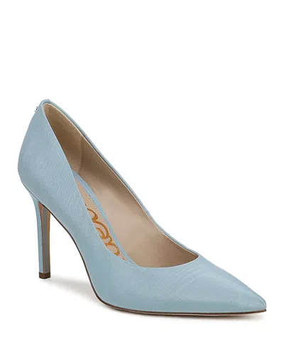 Sam Edelman Hazel Pointed Toe Pump Cloud Blue Satin Fabric In Multi