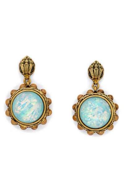 Kurt Geiger Signature Eagle Vintage Cabochon Drop Earrings In Animal Print