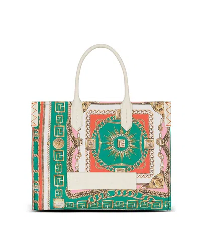 Balmain B-army Medium Tote Bag In Printed Canvas