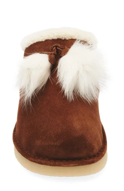 Miu Miu Suede Shearling-lined Booties With Fur Tassels In Brown