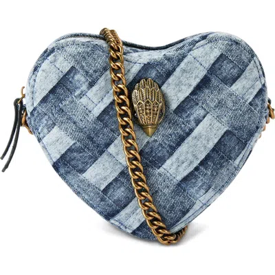 Kurt Geiger Womens Kensington Heart Denim Cross-body Bag In Blue