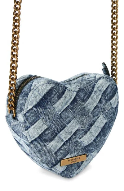 Kurt Geiger Womens Kensington Heart Denim Cross-body Bag In Blue