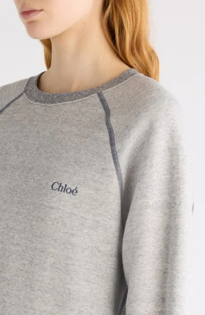 Chloé Logo Embroidered Fleece Sweatshirt In Gray