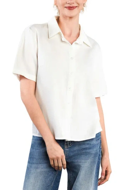 Hint Of Blu Flow Button-up Shirt In White