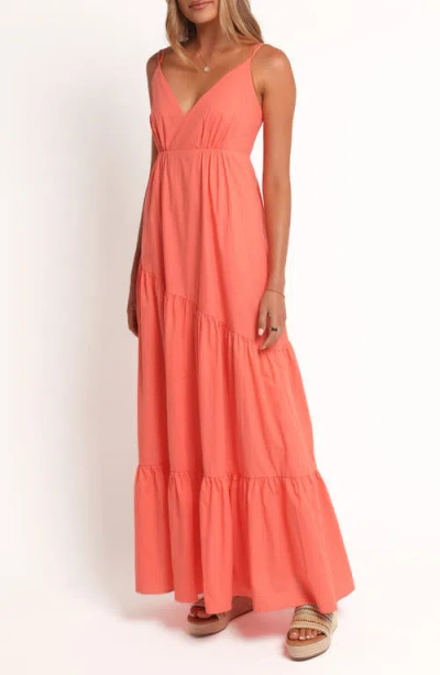 Petal And Pup Petal & Pup Forbes Tiered Cotton Maxi Dress In Orange