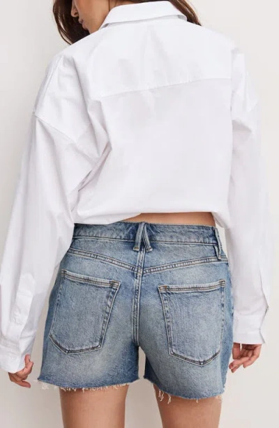 Good American Poplin Bubble Shirt In White In White
