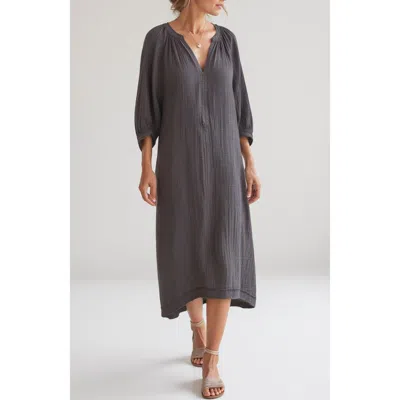 Ocean + Main Ocean+main Gauze Dress With Pockets In Gray