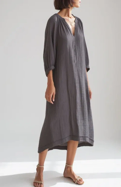Ocean + Main Ocean+main Gauze Dress With Pockets In Gray