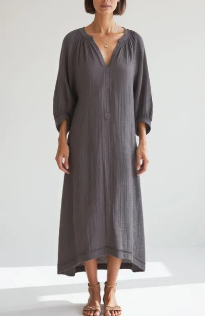 Ocean + Main Ocean+main Gauze Dress With Pockets In Gray