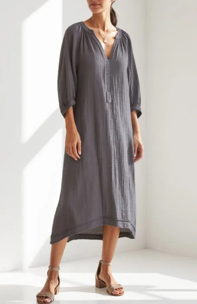 Ocean + Main Ocean+main Gauze Dress With Pockets In Gray