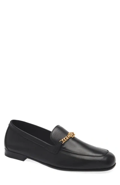 Versace Logo-embellished Leather Loafers In Black