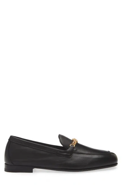 Versace Logo-embellished Leather Loafers In Black