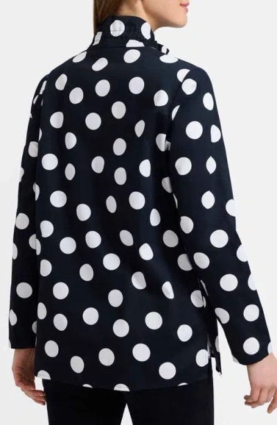 Foxcroft Carolina Dot Print Cotton Button-up Shirt In Blue