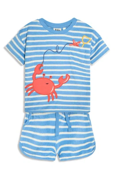 Jojo Maman Bébé Jojo Maman Bebe Crab Appliqué Stripe Terry Cloth T-shirt & Drawstring Shorts Set