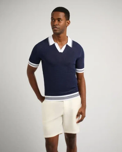 Onia Mesh Knit Polo In Blue