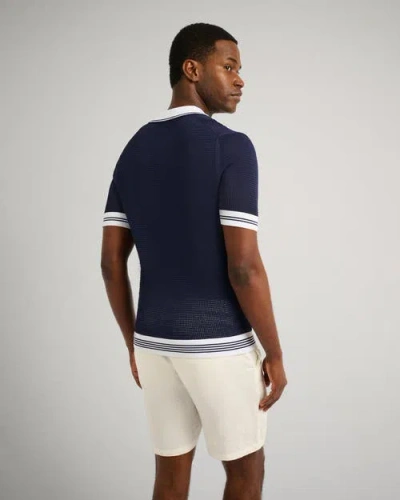 Onia Mesh Knit Polo In Blue