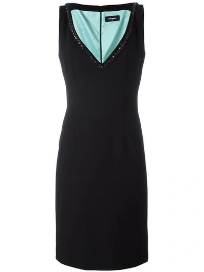 Dsquared2 Glass Stone Embellished Dress In Black