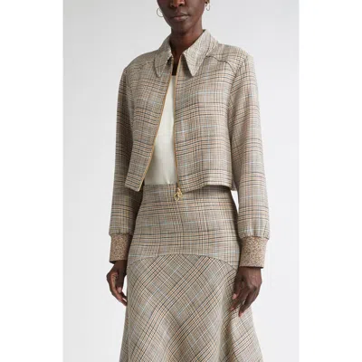 St John St. John Collection Prince Of Wales Plaid Crop Jacket In Multi