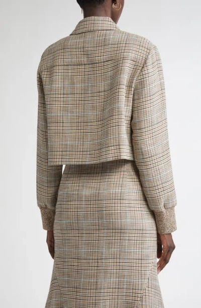 St John St. John Collection Prince Of Wales Plaid Crop Jacket In Multi