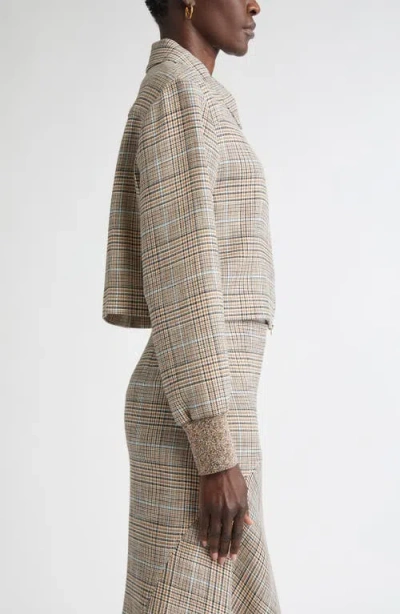 St John St. John Collection Prince Of Wales Plaid Crop Jacket In Multi