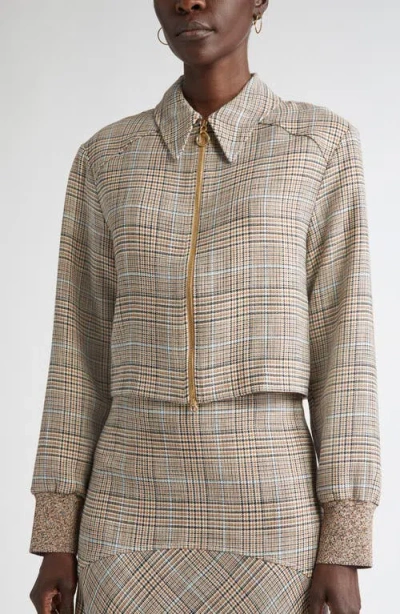 St John St. John Collection Prince Of Wales Plaid Crop Jacket In Multi