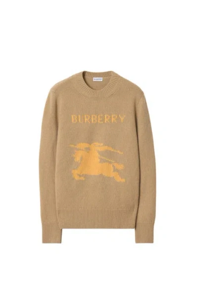 Burberry Wool And Cashmere Sweater With Ekd Knitwear Brown In Neutral