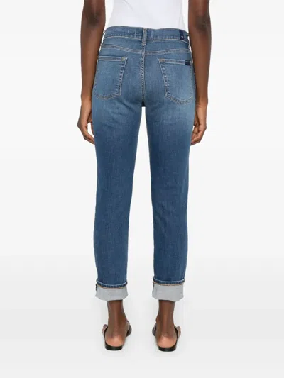 7 For All Mankind Mid-rise Skinny Cropped Denim Trousers In Blue