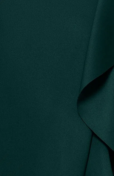 Xscape Evenings One-shoulder Ruffle Scuba Crepe Gown In Green