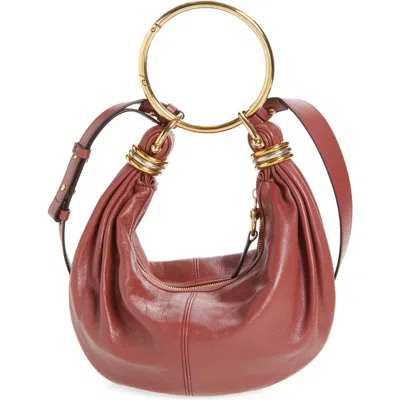 Chloé Bracelet Leather Hobo Bag In Red