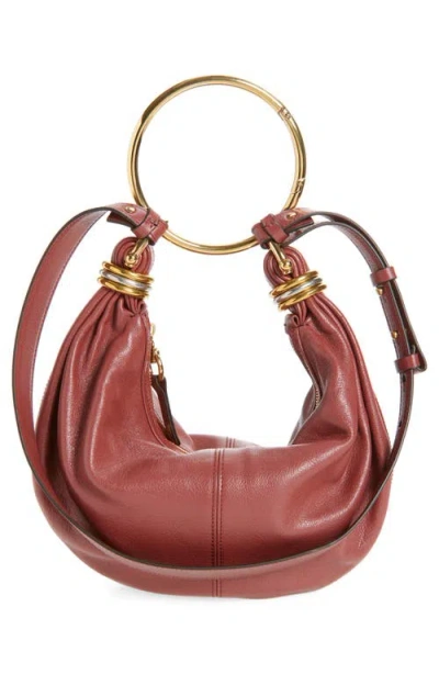 Chloé Bracelet Leather Hobo Bag In Red