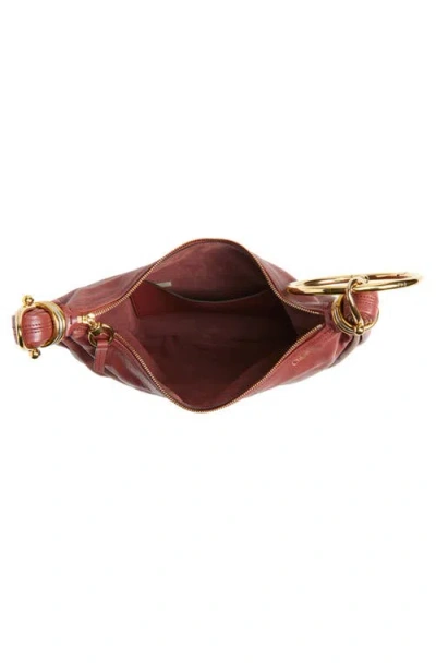 Chloé Bracelet Leather Hobo Bag In Red