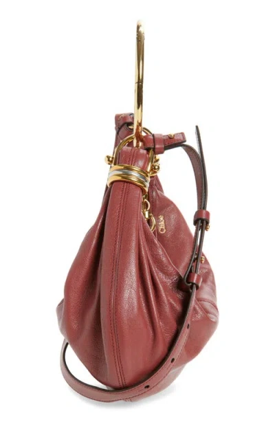 Chloé Bracelet Leather Hobo Bag In Red
